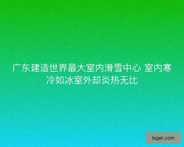 广东建造世界最大室内滑雪中心 室内寒冷如冰室外却炎热无比